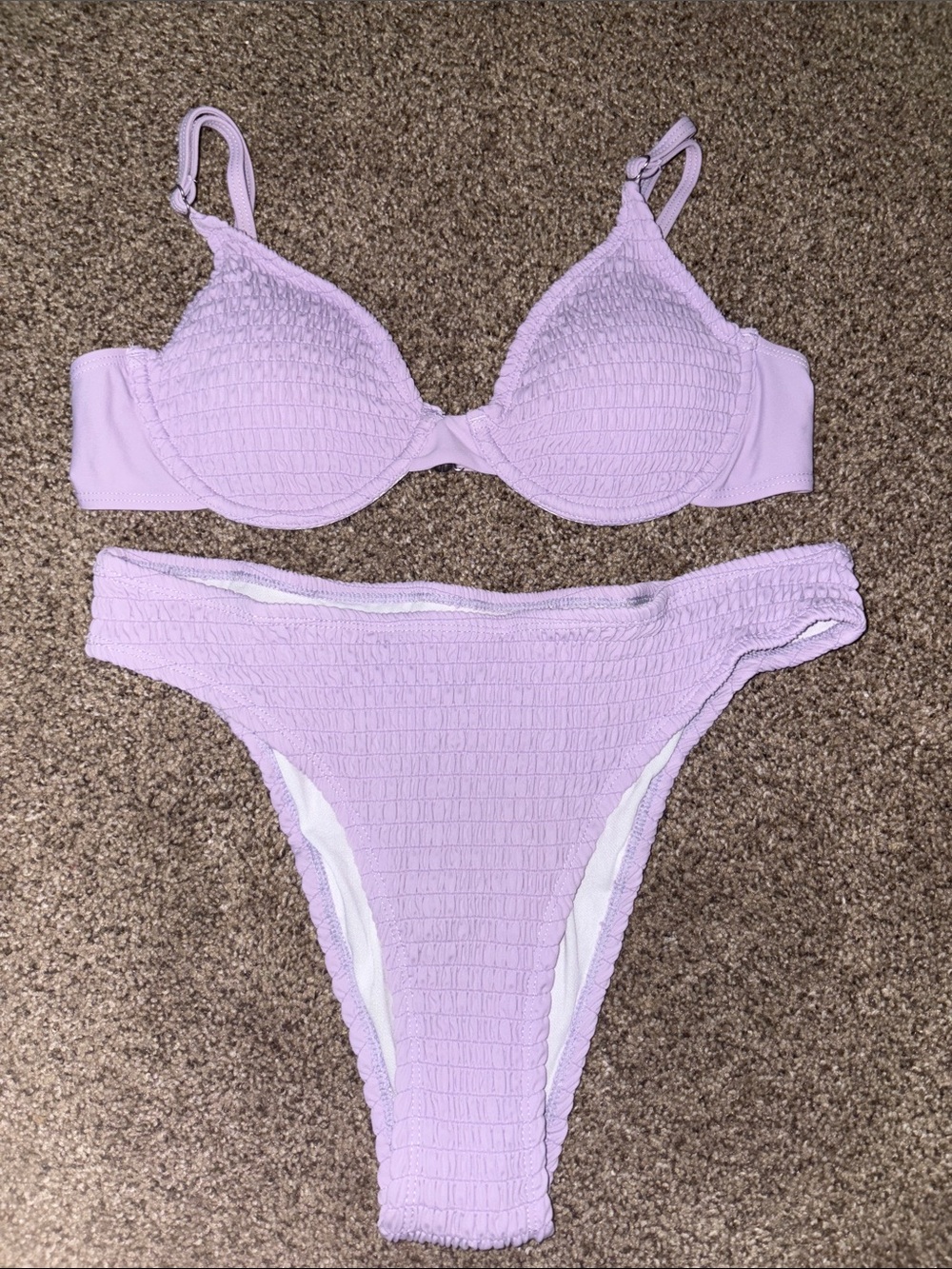 Amazon Lavender Rouched Bikini Set- Never Worn